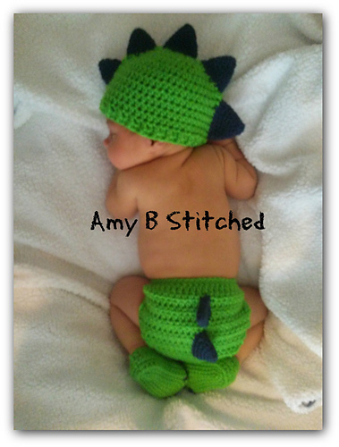 Dinosaur Baby Hat and Diaper Cover Set photo 5