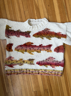 Chart motif shown applied to a sweater. Sweater instructions not included.