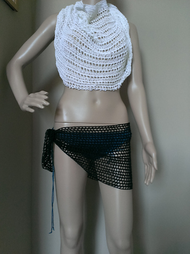 Black Mini Crochet Sarong Swimsuit Cover Up photo 2