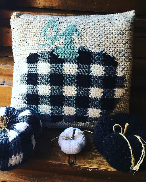 plaid pumpkin pillow