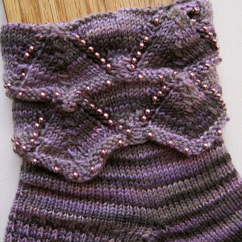 Ravelry: Beaded Cuff Bead Knitted Socks pattern by Linda Lehman