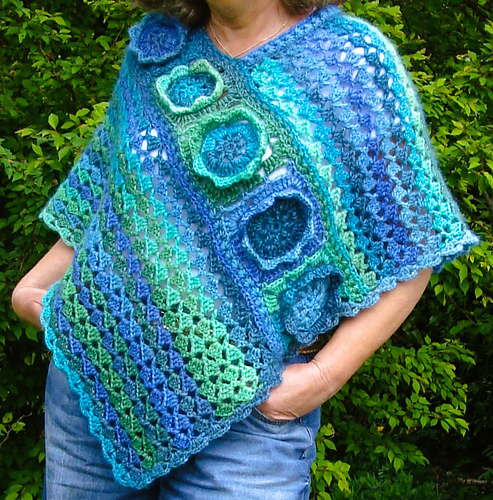 Ocean Flowers Poncho