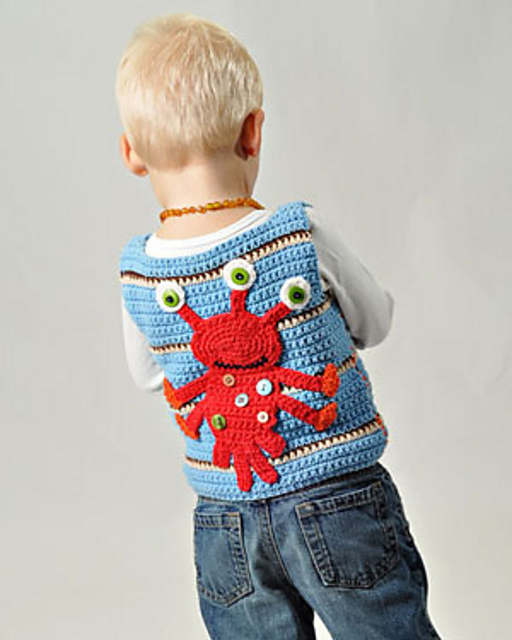 Ravelry Little Monster Sweater Vest pattern by Anji Beane