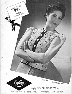 Copley’s were one of the first to design and publish patterns in the Tyrolean style. This is the ‘Lady’s Tyrolean Coat 891’ from around 1936–37.