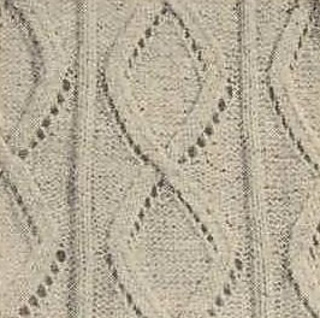 CLOSE-UP of the diamond pattern used in knitting the pullover
shown on the right.