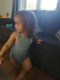 Had to snap a pic on my daughter before I knit the leg bands! Her thighs wouldn't fit otherwise