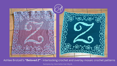 Interlocking & mosaic crochet samples crocheted by Henriette Van Wyck