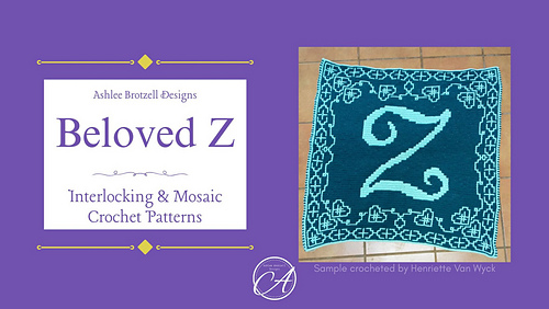 Mosaic crochet sample crocheted by Henriette Van Wyck