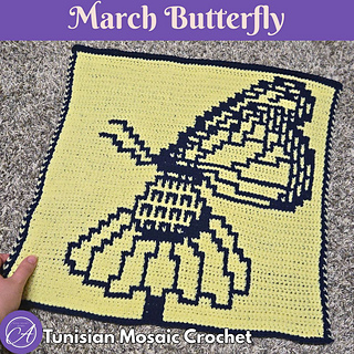 Tunisian mosaic crochet sample uses same pattern as overlay mosaic crochet.