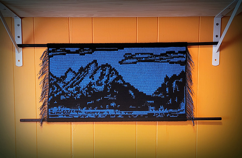 Overlay mosaic crochet. Two dowels used (only one is technically needed).