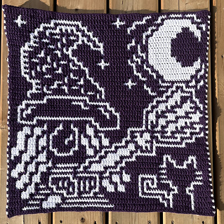 Overlay Mosaic Crochet, using adjusted chart, by Angela Kermack