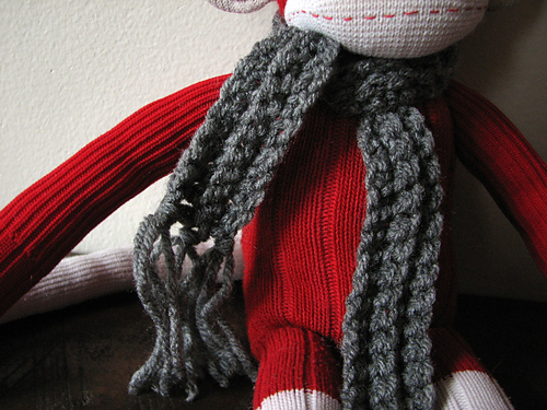 Sock Monkey Pom Pom Hat and Scarf photo 3