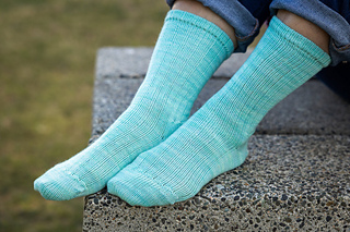 Mock Rib Socks in Sea Glass