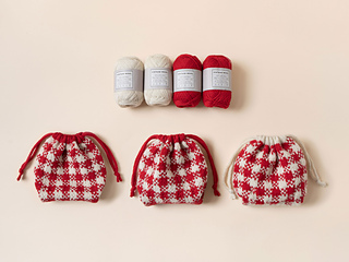 Ravelry: Vintage Wool Gingham Check Drawstring Pouch pattern by