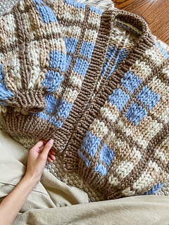 Yarn: The Wool in Taupe, Dusty Blue, Sand, and White
Knitter: beatificbrenda