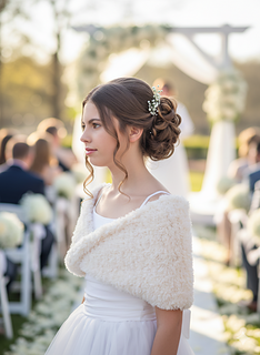 Knit loop for brides in fur look ivory