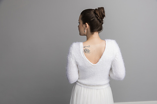 Cozy knit sweater, jacket and bolero pattern for brides V-Neck back