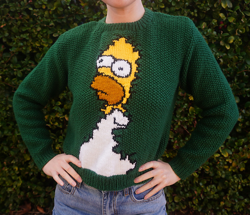 Homer Simpson Busker Seg Inn I Buskene Genser - Knit With Miki