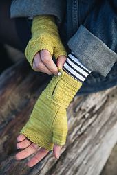 Palm side of mitts, with buttoned welt.