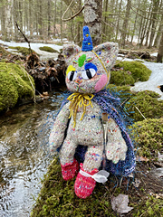 Yarnimus Splotch enjoying the view by the stream