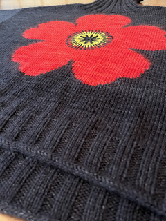 Detail of hem; short rows lengthen the back