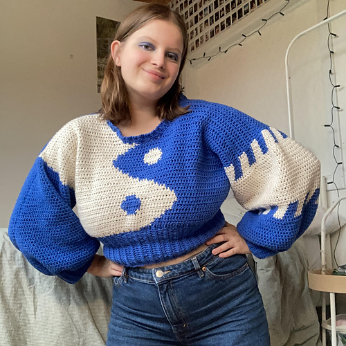 And The Why Checkerboard Sweater with Yin Yang Pattern