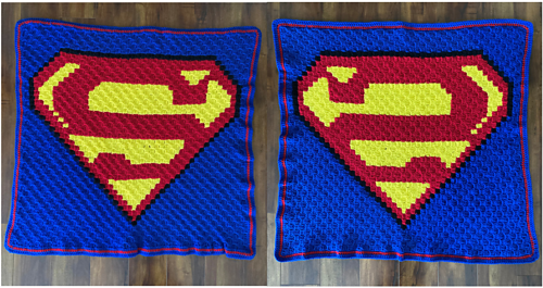 The Corner to Corner (C2C) technique shows design on both sides of blanket. It is quick and easy to complete. This pattern size is great for crib, stroller, car seats. Again, it is a great photo prop with diaper/nappy and beanie set.