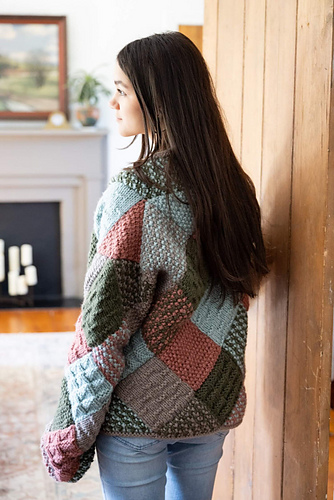 Patchwork Jakke - Lion Brand Yarn