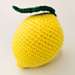 Amigurumi lemon using the Luscious Lemon crochet pattern. Crocheted by Cilla Crochets.