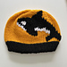 Orca Hat. Size 12m. Duplicate stitch finish.
