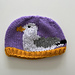 Seagull Hat. Newborn Size. Duplicate stitch finish.