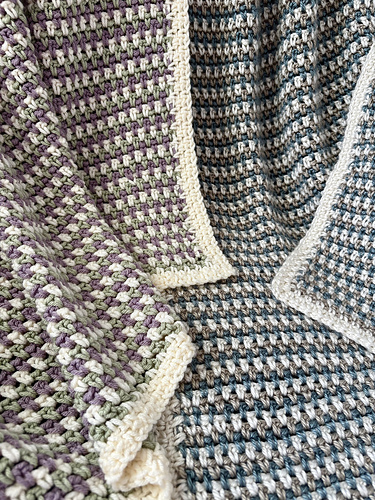 Tri-Color Moss Stitch Crochet Baby Blanket