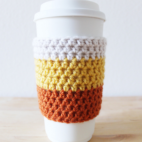 Ravelry Candy Corn Coffee Cozy pattern by Colour and Cotton