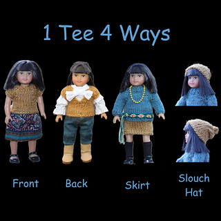Clear elastic bands were used at the waist to style the tee as a skirt and to gather the neckline into a pom pom for the hat.