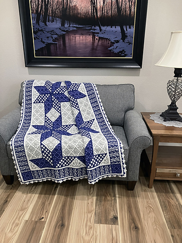 Blackwork Star Flower Afghan