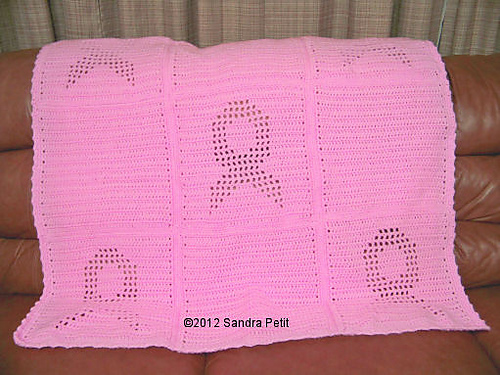 Ravelry: Cancer Ribbon Filet Square Afghan pattern by Sandra Petit