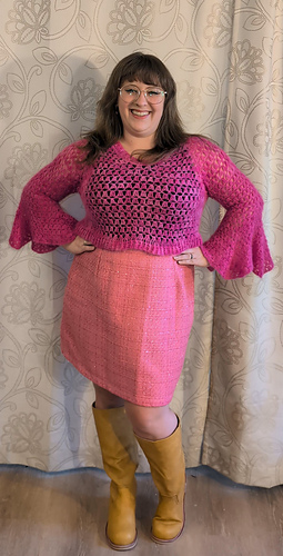 Shelby's version with Suri Silk 1 ply yarn.