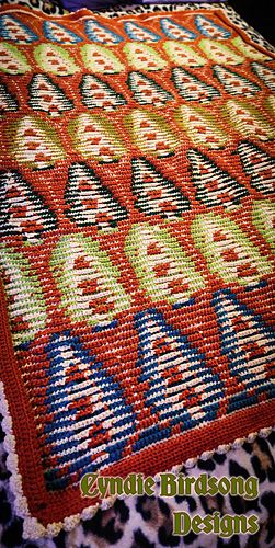 the back of my throw - typical of mosaic crochet but also and interesting abstract design!