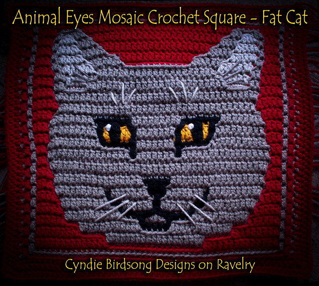 Ravelry Wild Heart Mosaic Crochet Square Fat Cat pattern by Cyndie