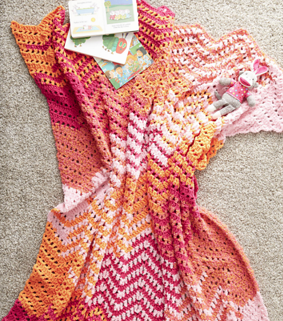 Ravelry Ripple Blanket pattern by Yarnspirations Design Studio