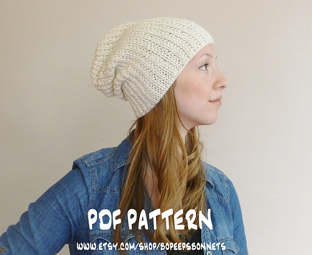 Ravelry: Broken Rib Stitch Slouch Beanie pattern by Bo Peep's Bonnets