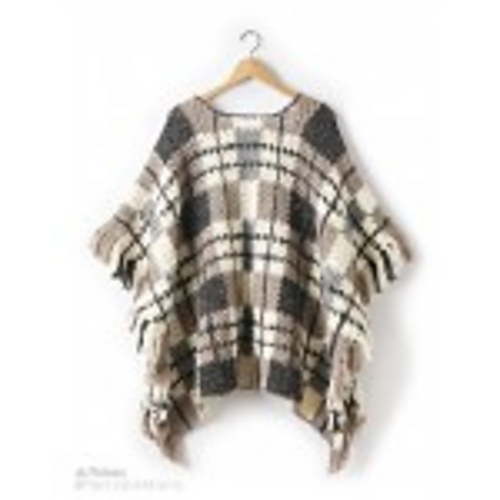 Plaid Blanket Crochet Poncho photo 3