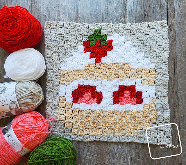 C2C Strawberry Shortcake Afghan Square