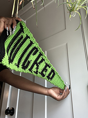Person holds Wicked pennant