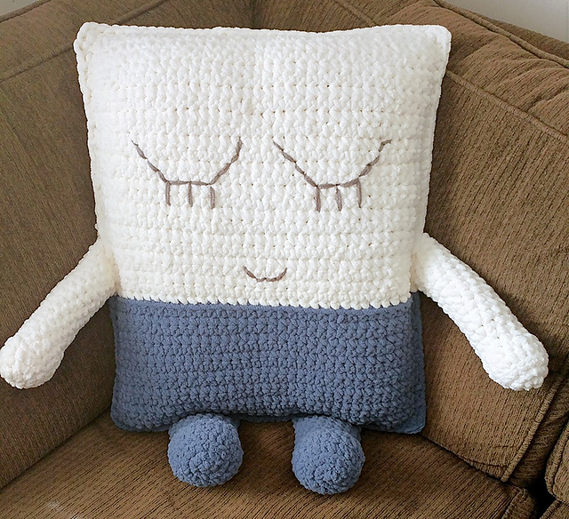 Ravelry Pillow Friend with pajama pocket pattern by ErikaJoyceDesigns