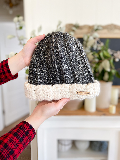 Two tone crochet beanie Clearance