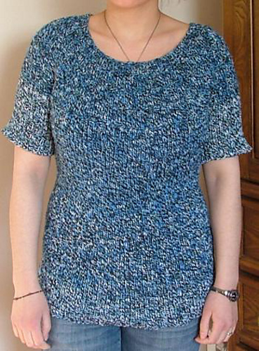 Ribbed Round Yoke Short-Sleeve Summer Sweater photo 1