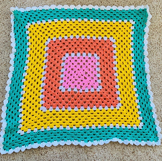 Ravelry Sherbet Stiped Granny Square Blanket pattern by Elizabeth Walker