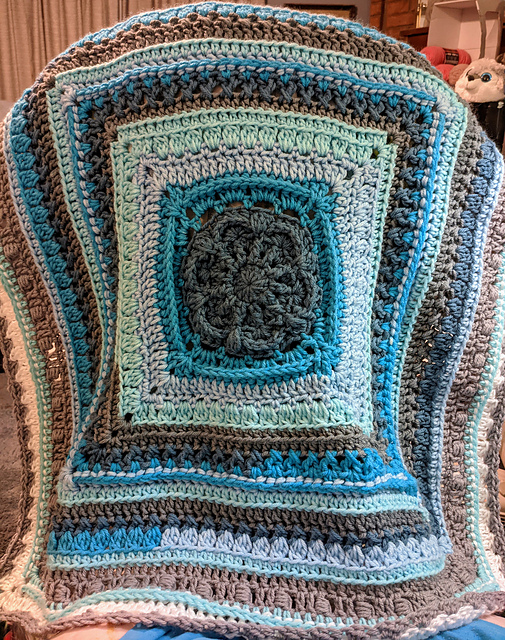 Ravelry Blues baby lap blanket pattern by Esther York