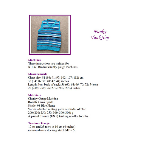 Ravelry Funky Tank Top pattern by Esther Kate